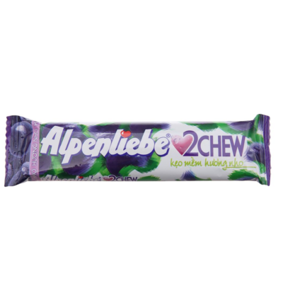 Alpenliebe 2 Chew Grapes 24.5g x 16 Sticks x 24  Boxes