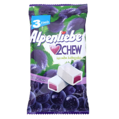 Alpenliebe 2 Chew Grapes 73.5g ( 3 Rolls X 24.5g) x 70 Bags