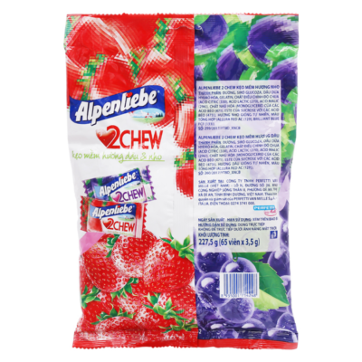 Alpenliebe 2 Chew Grapes & Strawberry 227.5g x 24 Bags