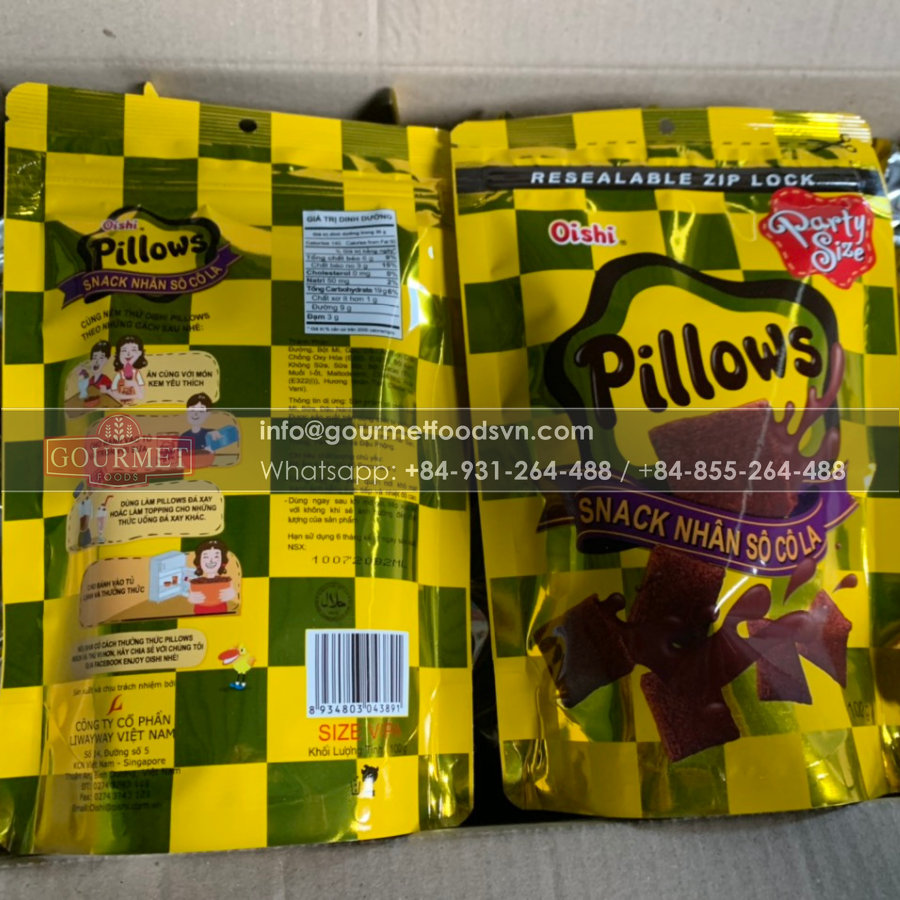 Oishi Pillows Chocolate Flavor 45g x 100 Bags