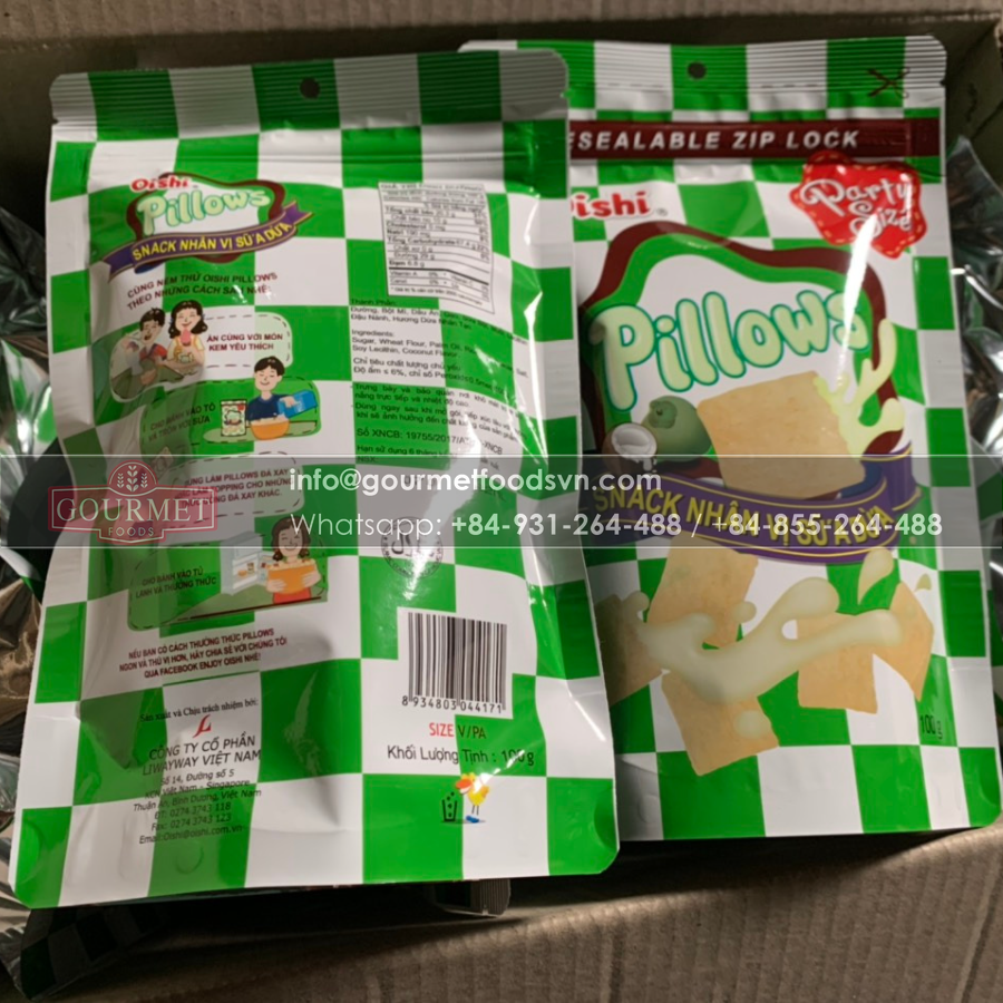 Oishi Pillows Coconut Milk Flavor 45g x 100 Bags