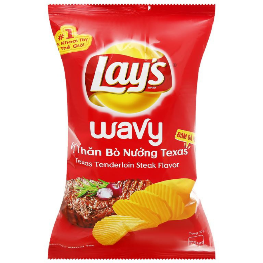 Lay's Wavy Grilled Beef Tenderloin Texas Snack 58g x 80 Bags