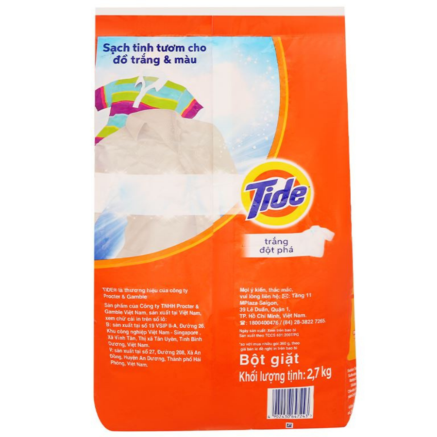 Tide Washing Powder White Plus Bright 2.7kg x 5 Bags