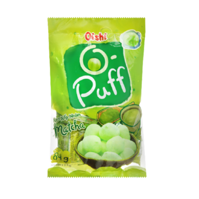 Oishi Puff Matcha Filled Marshmallow Candy Bag 84G