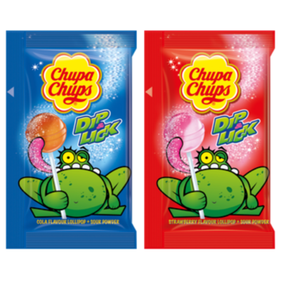 Chupa Chups Dip Lick 108g (6 Strawberry + 6 Cola) x 24 boxes