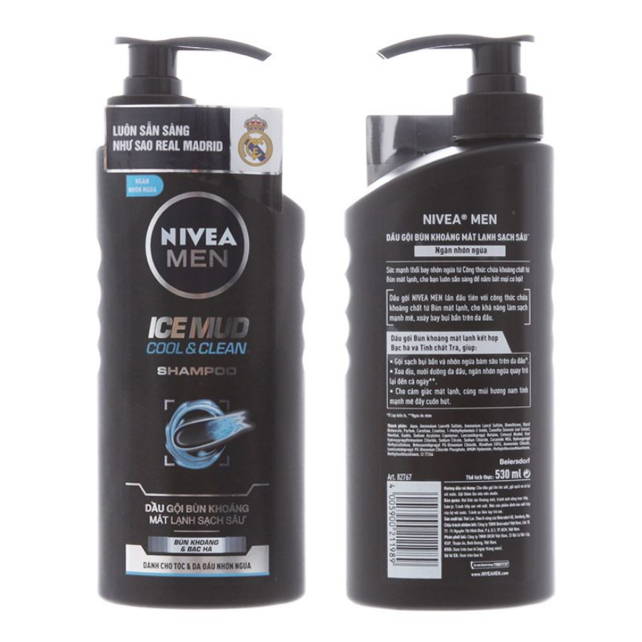 Nivea Men Shampoo ICE MUD Cool & Clear 530ml x 12 Bottles