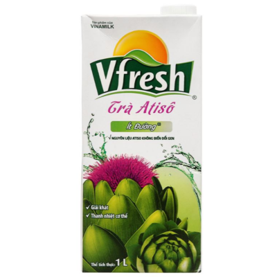 VFresh Green Tea Atiso Less Sugar 1L x 12 Bottles 