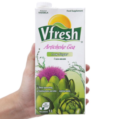 VFresh Green Tea Atiso Less Sugar 1L x 12 Bottles 