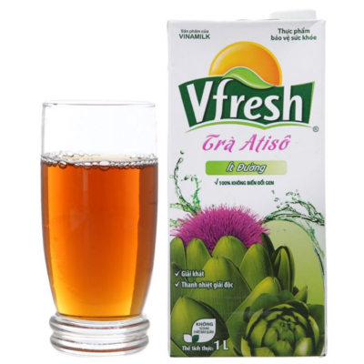 VFresh Green Tea Atiso Less Sugar 1L x 12 Bottles 