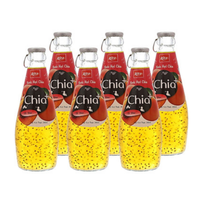 Rita Chia Seeds And Basil Seed Drink With Peach Juice 290ml x 24 Bottles