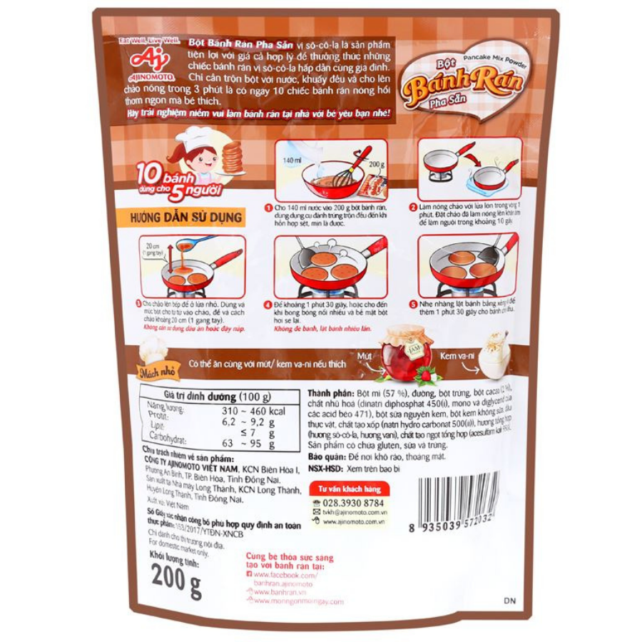 Ajinomoto Pancake Chocolate Flour 200g x 32 Bags