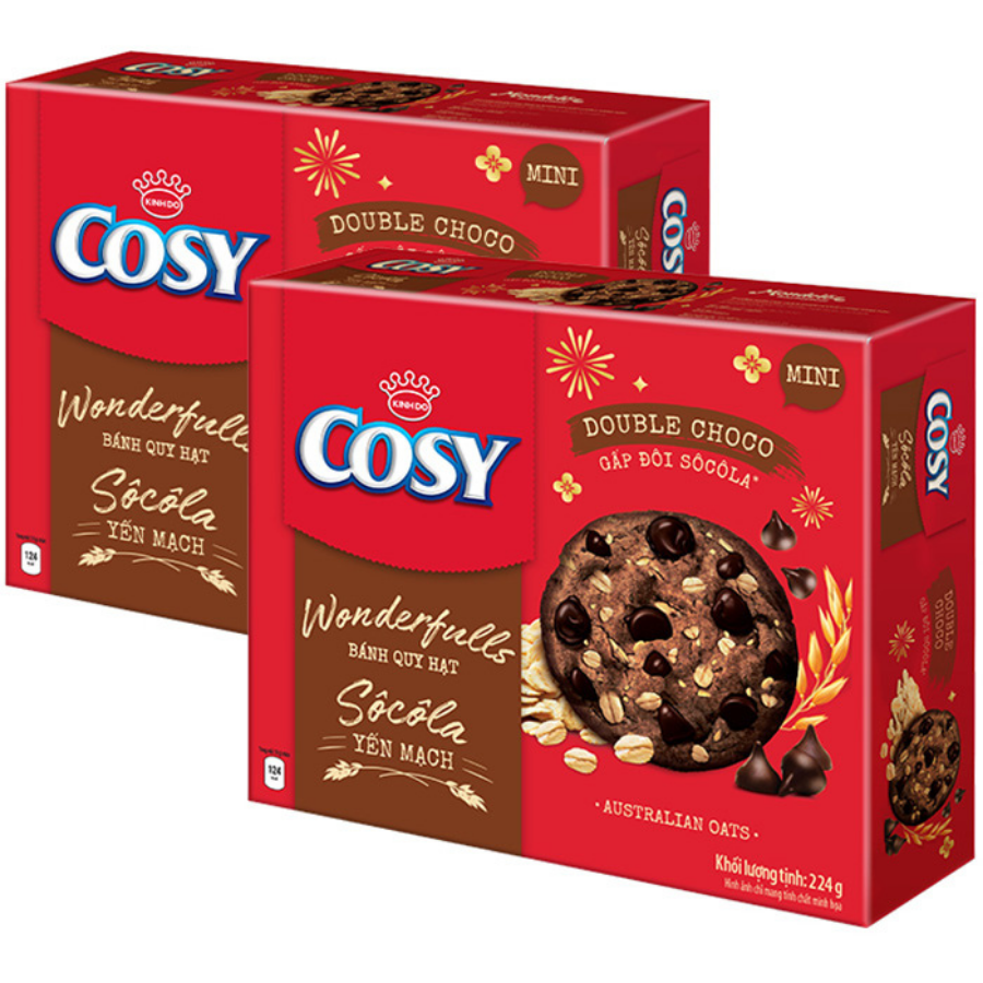 Cosy Wonderfulls Double Chocolate & Oats Cookies 224g x 10 Boxes