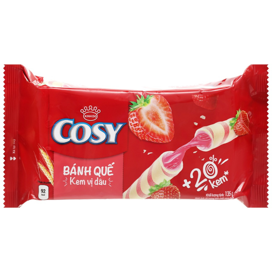 Cosy Wafer Roll Strawberry 135g x 24 Bags