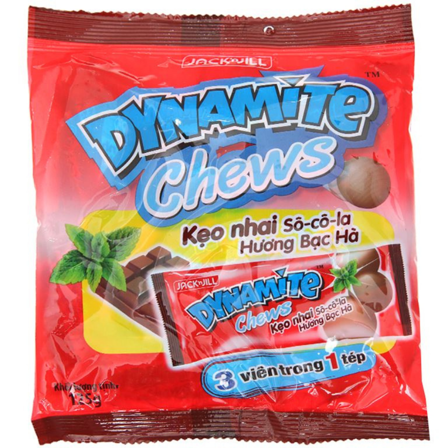 Dynamite Chews Chocolate Mint Filling 125g x 36 Bags