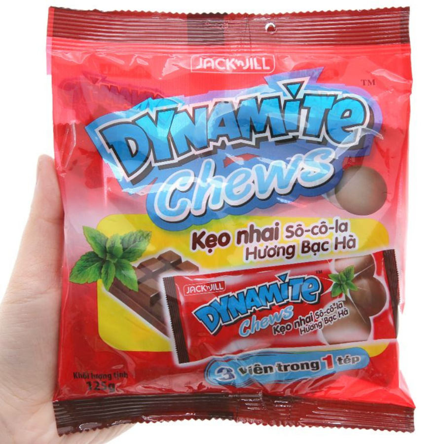 Dynamite Chews Chocolate Mint Filling 125g x 36 Bags