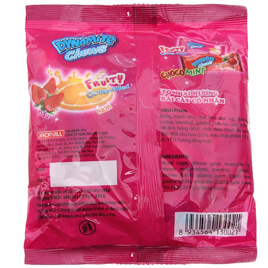 Dynamite Chews Fruit Filling Fruit 125g x 36 Bags