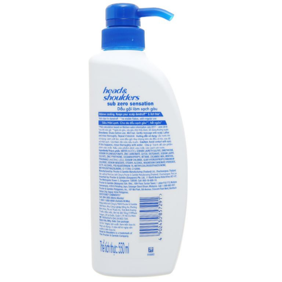 Head & Shoulders Sub Zero Anti Dandruff 550ml x 9 Bottles