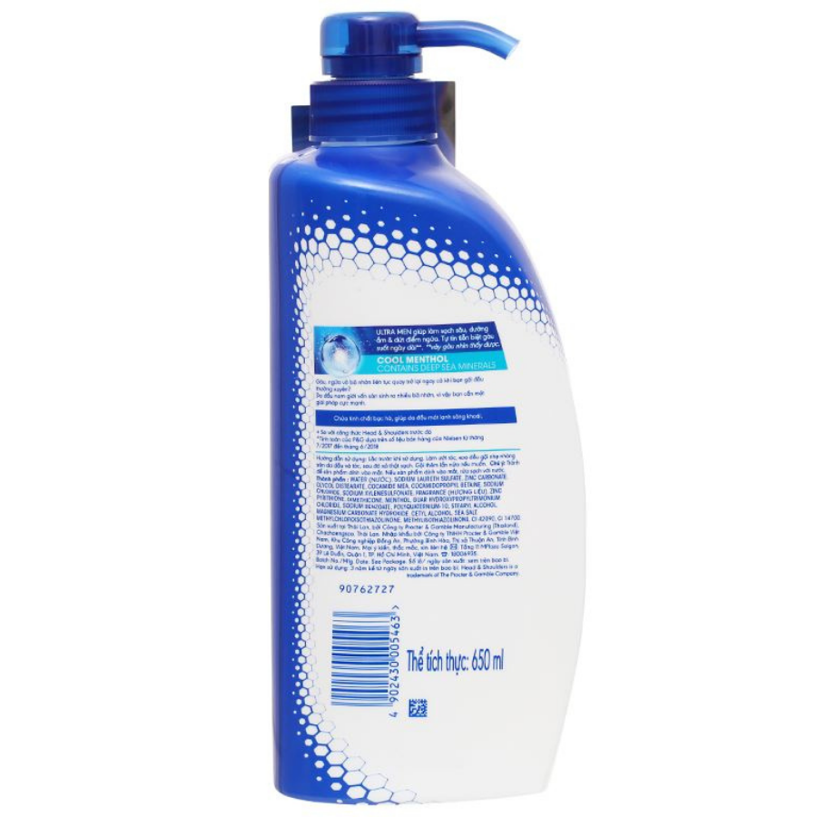 Head & Shoulders Men Hair Cool Menthol 650ml x 9 Bottles 