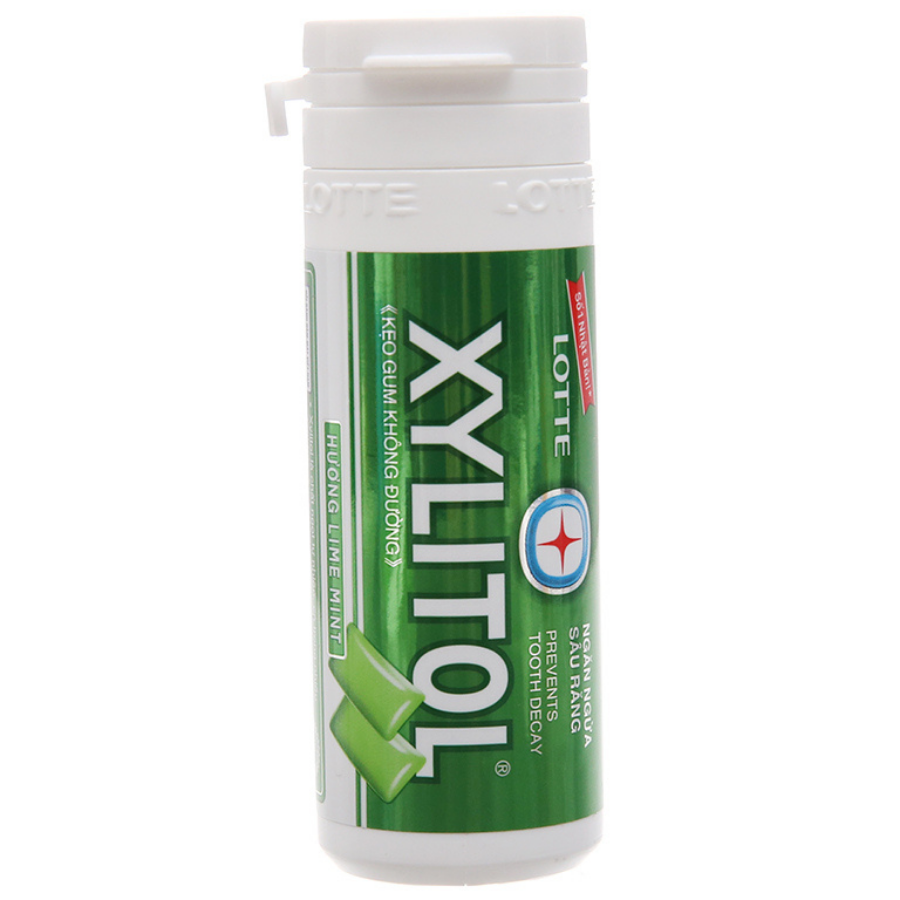 Lotte Xylitol Gum Lime Mint 26.1g x 12 Jars x 12 Boxes