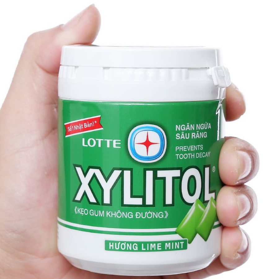 Lotte Xylitol Lime Mint Gum 145g x 6 Jars x 6 Boxes