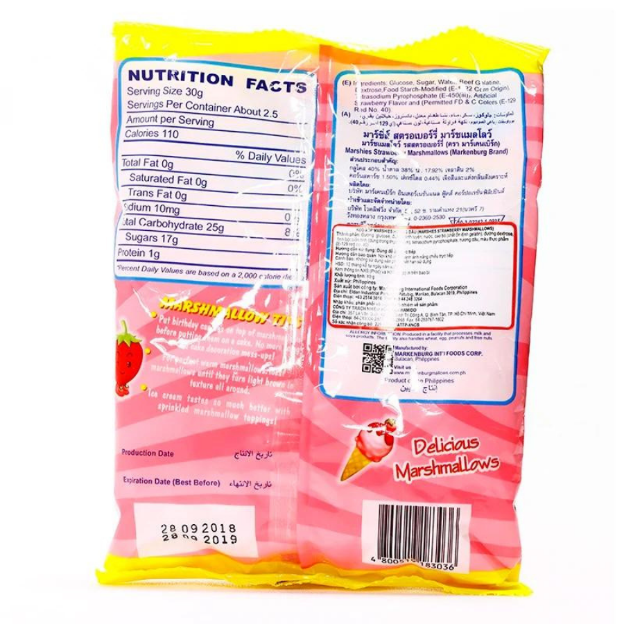 Marshies Strawberry Marshmallow 80g x 24 Bags