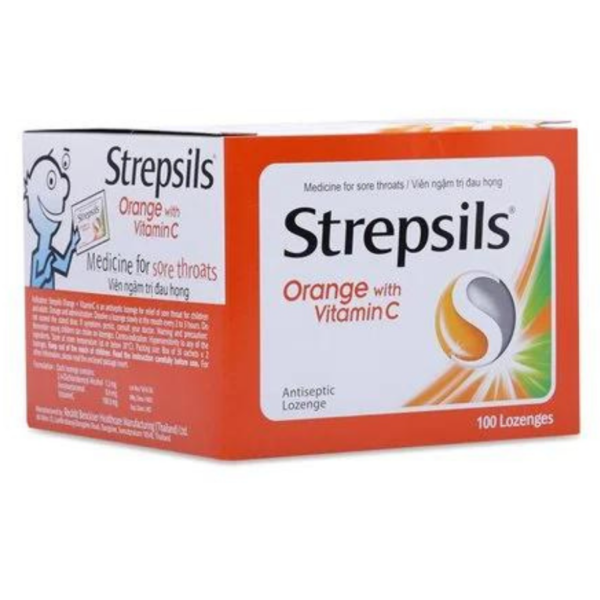 Strepsils Orange With Vitamin C 2 Lozenges 50 Bags x 50 Boxes