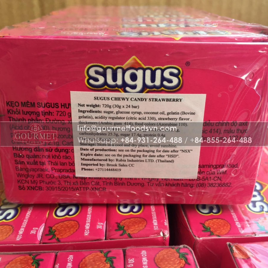 Sugus Sweets Raspberry Flavored Chews 720g x 24 Boxes