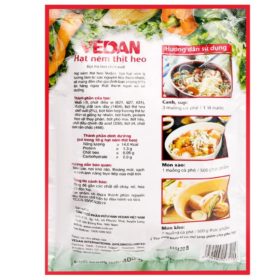 Vedan Pork Seasoning Seeds Flavour 400g x 20 Bags