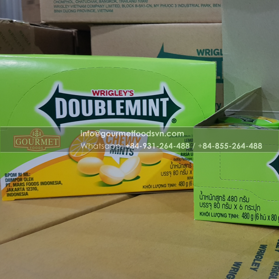 Wrigley Doublemint Chewy Lemon & Mint Candies 480g x 6 Boxes 