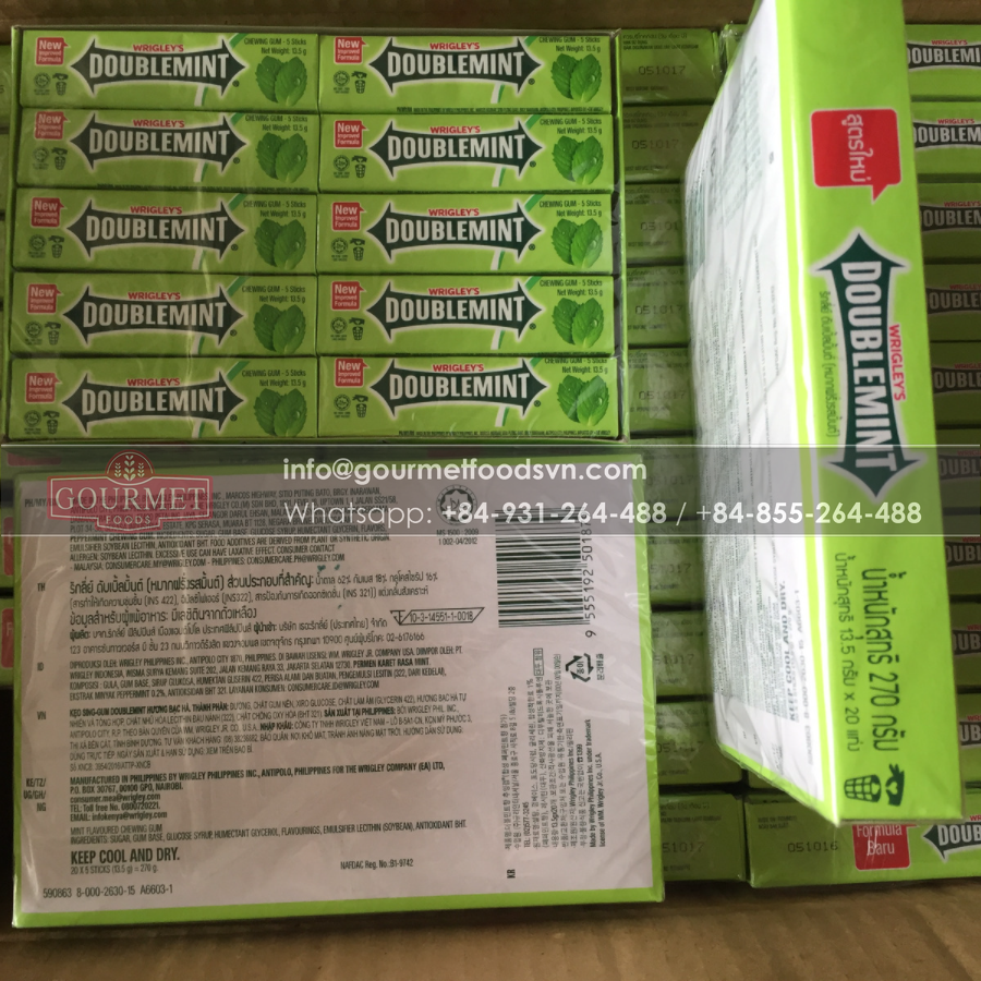 Wrigley's Doublemint Chewing Gum (13.5G x 5 Sticks x 20 Bars) x 60 Boxes