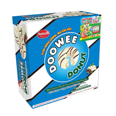 Doowee Donut White Chocolate Cake Filled with Milk Cream 290g (10 x 29g) x 10 boxes