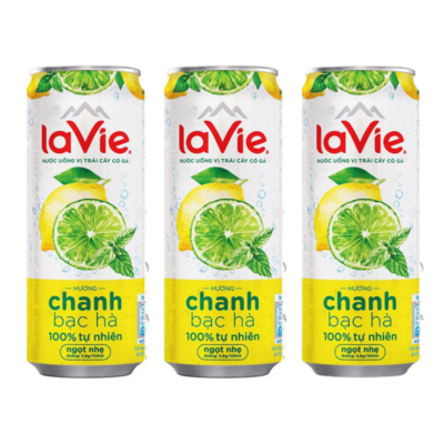 Lavie Sparkling Water Lemon & Peppermint Flavor 330ml x 24 Cans  