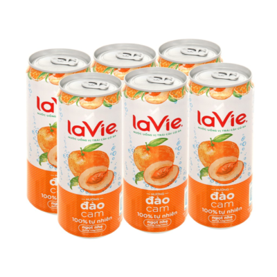 Lavie Sparkling Water Peach & Orange Flavor 330ml x 24 Cans  