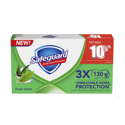 Safeguard Shower Soap Fresh Green (130g x 3) x 24 Packs