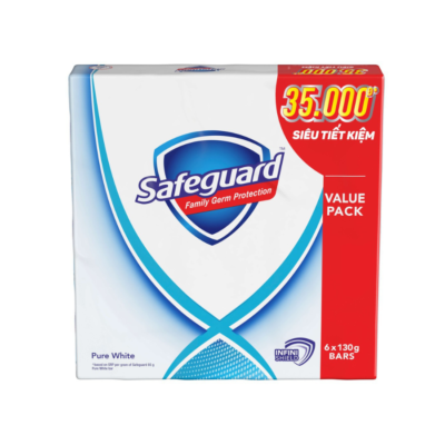 Safeguard Shower Soap Pure White (130g x 6) x 12 Packs